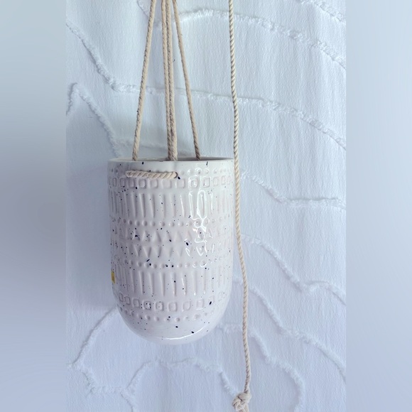 Other - Large White Aztec Ceramic Hanging Planter